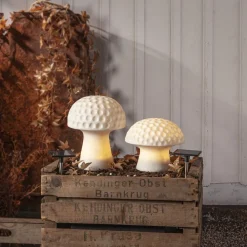 STAR TRADING Julefigurer Udendørs|Solcellelamper > Sandy LED-solcellelampe, 24 cm, hvid, plast, svampeform