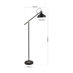 ORION Gulvlamper|Gulvlamper > Schiller gulvlampe, sort, metal, 153 cm, justerbar