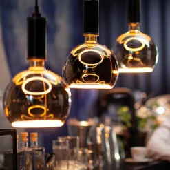 Dæmpbar Led-Pære|Filament Pære ^ SEGULA floating globe G300 E27 8 W grå glas åben