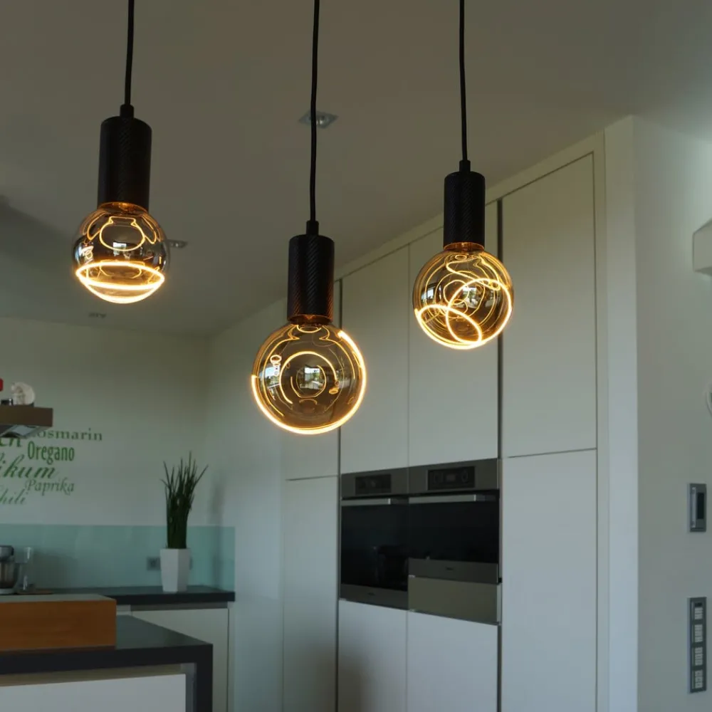 Dæmpbar Led-Pære ^ SEGULA LED Illusion G125 Crescent top E27 6W smoke