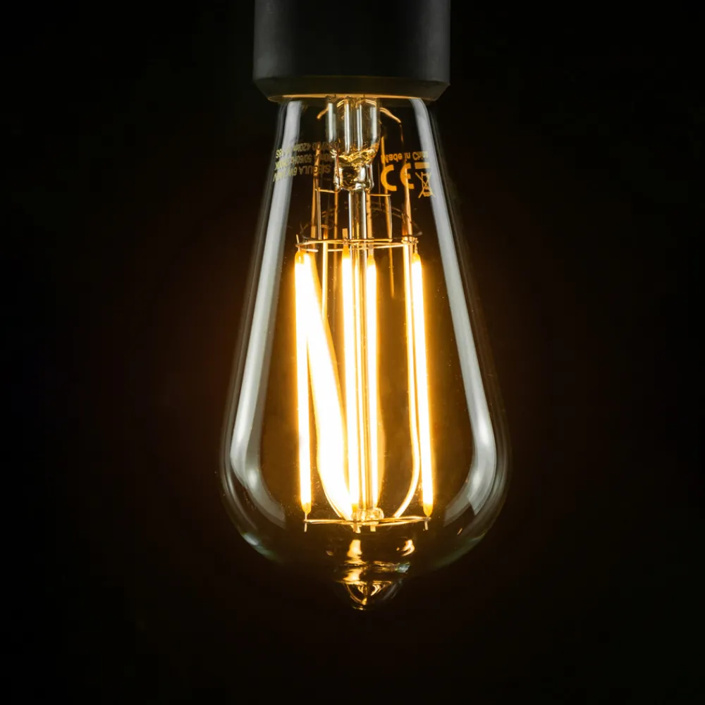 Dæmpbar Led-Pære|Filament Pære ^ SEGULA rustik LED-pære Long Style E27 6,5 W klar