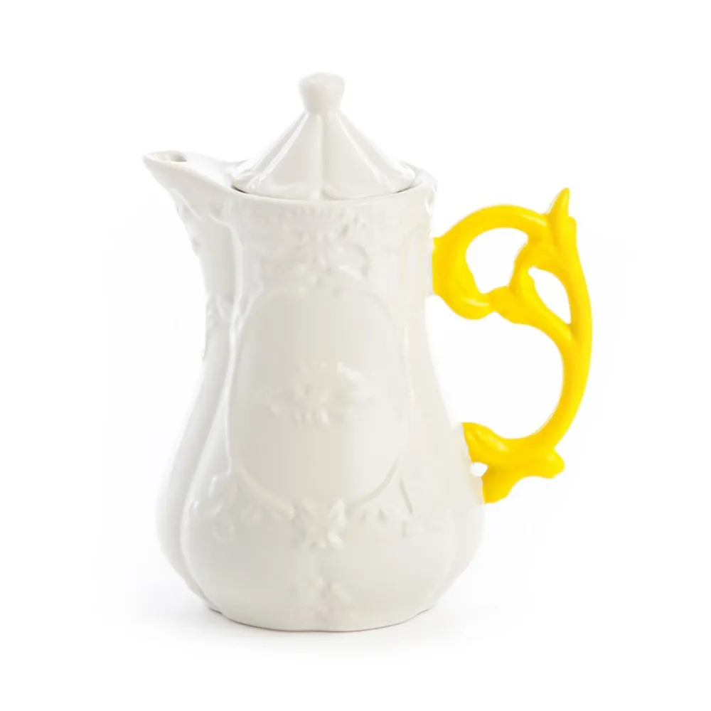 SELETTI Møbel Og Interiør > I-Wares tekande, hvid/gul, 1,2 liter, porcelæn