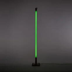 SELETTI Gulvlamper|Gulvlamper > LED-lampe Linea, grøn, trædetaljer, universal