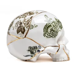 SELETTI Møbel Og Interiør > Skulptur Kintsugi Skull, hvid, porcelæn, guld