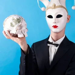 SELETTI Møbel Og Interiør > Skulptur Kintsugi Skull, hvid, porcelæn, guld
