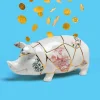 SELETTI Møbel Og Interiør > sparegris Kintsugi, hvid / farverig, porcelæn, guld