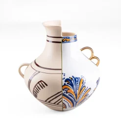 Møbel Og Interiør ^ SELETTI Vase Hybrid Nazca, hvid/farvet, Ø 22,5 cm, porcelæn