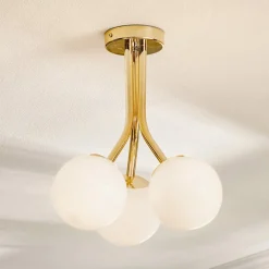 Domiluce Loftlamper > Selva loftlampe med tre glaskugler, guld