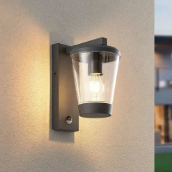 Væglampe Med Sensor ^ Trio Lighting Sensor-udendørs væglampe CAVADO, antracit, højde 28 cm, IP44