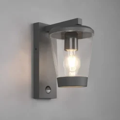Væglampe Med Sensor ^ Trio Lighting Sensor-udendørs væglampe CAVADO, antracit, højde 28 cm, IP44