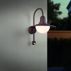 Trio Lighting Væglampe Med Sensor > Sensor-udendørs væglampe NORMAN, rust, Ø 30 cm metal/glas IP44