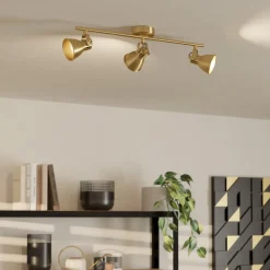 Gang|Loftlamper ^ EGLO Seras loftsspot, børstet messing-guld, 3-flamme