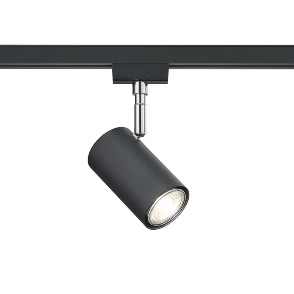 Skinnesystem ^ Trio Lighting Skinnespot DUOline 782401, Ø 6 cm, sort, 2-faset, GU10