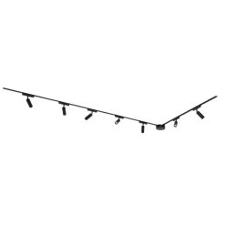 Arbejdsrum/Kontor|Gang ^ Lindby Skinnesystem 48V Lumaro, spots, 7 lyskilder, sort, Ø 4 cm