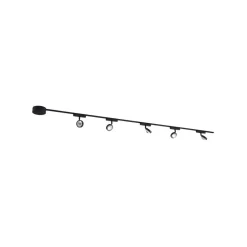 Skinnesystem ^ Lindby Skinne system 48V Lumaro, spots, 5 lyskilder, sort, Ø 7,3cm