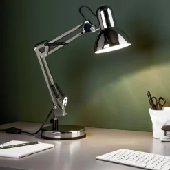 Arbejdsrum/Kontor|Bordlamper ^ Brilliant Skrivebordslampe Henry, krom, højde 50 cm, justerbar