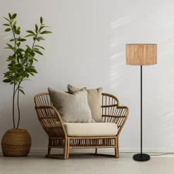 Gulvlamper|Gulvlamper ^ Briloner Slama gulvlampe, naturfarve, metal, søgræs, E27