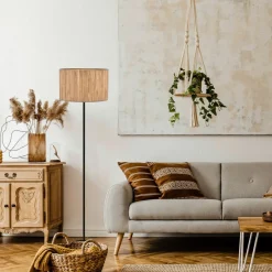Gulvlamper|Gulvlamper ^ Briloner Slama gulvlampe, naturfarve, metal, søgræs, E27