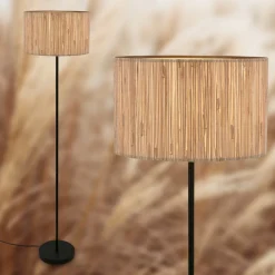 Gulvlamper|Gulvlamper ^ Briloner Slama gulvlampe, naturfarve, metal, søgræs, E27