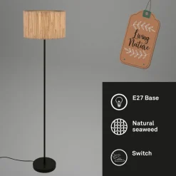 Gulvlamper|Gulvlamper ^ Briloner Slama gulvlampe, naturfarve, metal, søgræs, E27