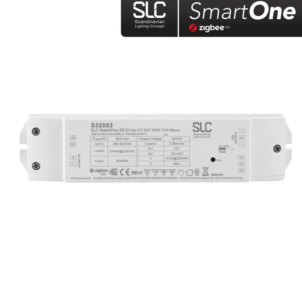 The Light Group Driver Konstant Spænding > SLC SmartOne strømfors. ZigBee CV 24V 50W PWM Mono