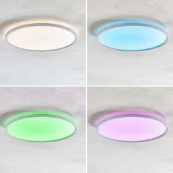 Loftlamper ^ Briloner Slim LED-panel rundt RGBW effekt Ø42cm hvidt