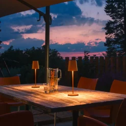 Dekorationsbelysning|Bordlamper ^ SLV genopladelig LED-lampe Vinolina Two, rustfarvet, aluminium, Ø 11 cm