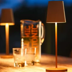 Dekorationsbelysning|Bordlamper ^ SLV genopladelig LED-lampe Vinolina Two, rustfarvet, aluminium, Ø 11 cm