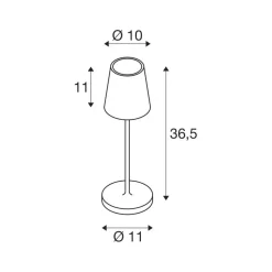 Dekorationsbelysning|Bordlamper ^ SLV genopladelig LED-lampe Vinolina Two, rustfarvet, aluminium, Ø 11 cm