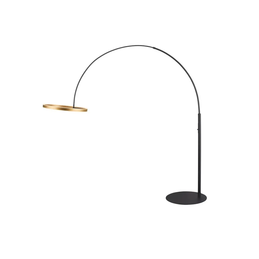 SLV Gulvlamper|Gulvlamper > LED-gulvlampe One Bow FL, sort/messingfarvet, stål