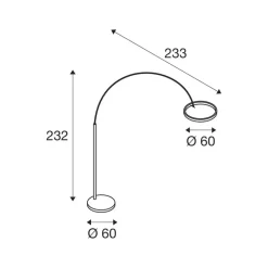 Gulvlamper ^ SLV LED-gulvlampe One Bow FL, sort, stål, højde 232 cm
