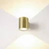 Væglamper ^ SLV LED-væglampe Oculus, messingfarvet Ø 9 cm dæmpbar til varmt lys