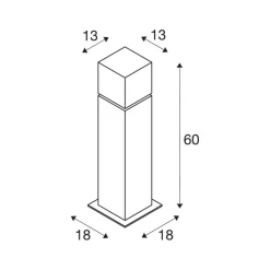 Sokkellamper ^ SLV sokkellampe Square Pole, højde 60 cm, grå, stål