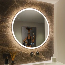 SLV Møbel Og Interiør > Trukko LED-vægspejl IP44 CCT sort Ø 80cm