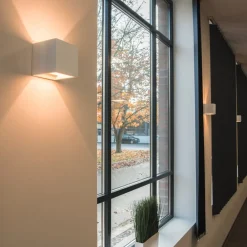 SLV Væglamper > væglampe Plastra QT14, hvid, gips, bredde 11,5 cm