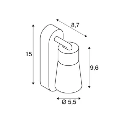 SLV Væglamper > væglampe Puri 2.0 Cone, grå, bredde 15 cm, metal