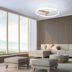 Mantra Iluminación Loftventilatorer > Smart LED-loftventilator Nepal, hvid/bøg, DC, støjsvag