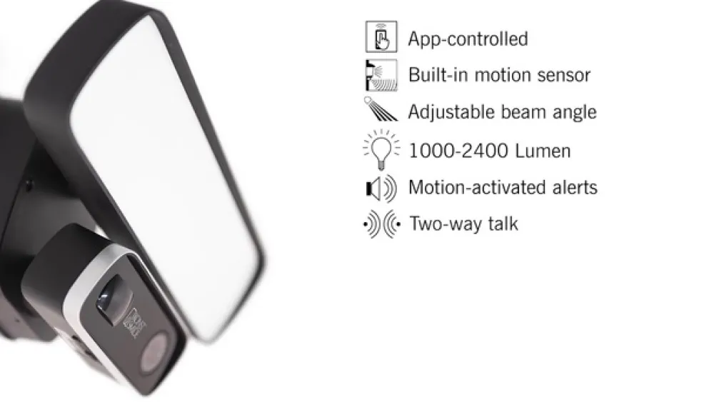 Væglampe Med Sensor|Udendørs Spot ^ Konstsmide Smartlight 7867-750 LED-kameralampe WiFi 1.000lm