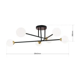 ORION Loftlamper > Snowwhite loftlampe med stænger, 6 lyskilder, sort