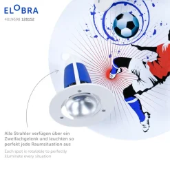 Elobra Loftlamper > Soccer loftlampe, 3 lyskilder, blå-hvid