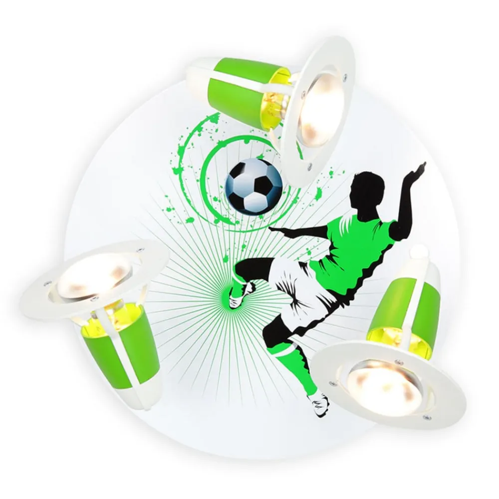 Loftlamper ^ Elobra Soccer loftlampe, 3 lyskilder, grøn-hvid