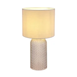 Bordlamper ^ Globo Sofia bordlampe, grå, højde 50 cm, stof/glas