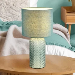 Globo Bordlamper > Sofia bordlampe, lysegrøn, højde 50 cm, stof/glas