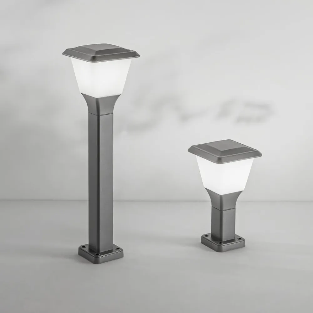 Sokkellamper ^ Fabas Luce Sokkellampe Lena, 30 cm, mørkegrå, metal, E27, IP65