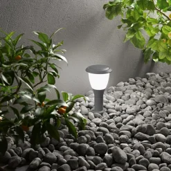 Fabas Luce Sokkellamper > Sokkellampe Thiago, 30 cm, mørkegrå, metal, E27, IP65