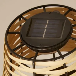 Searchlight Solcellelamper > Solar-LED-bordlampe Dalisay, brun, rattan, 31 cm, IP44