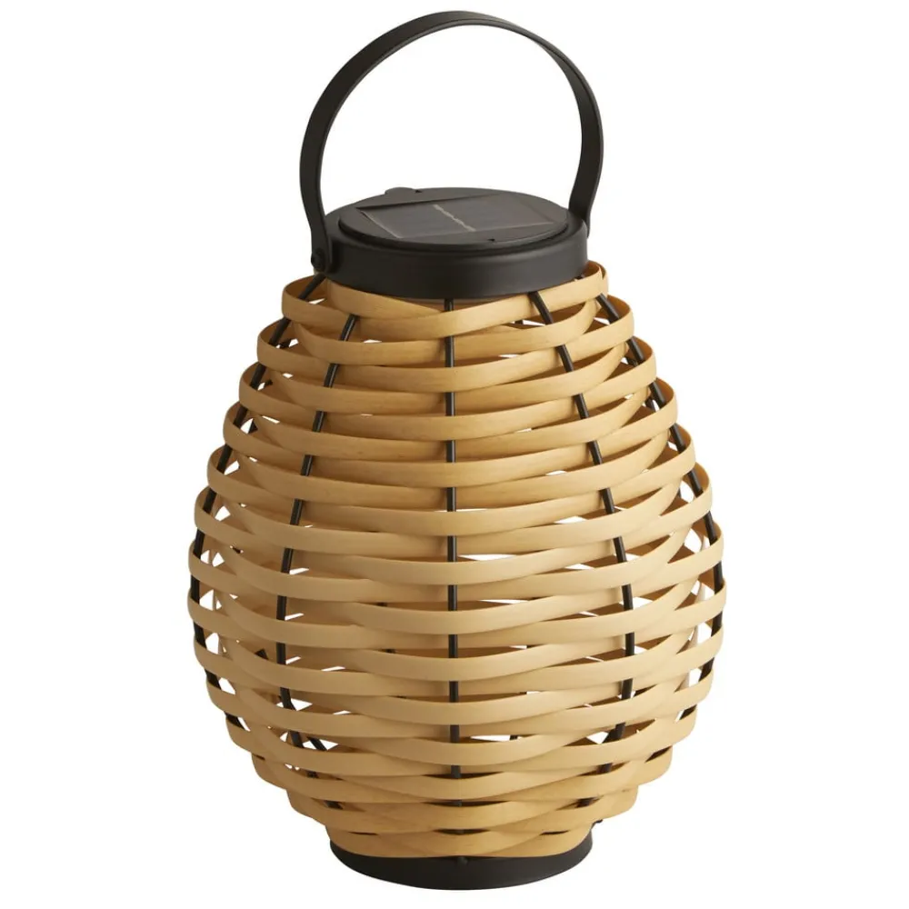 Solcellelamper ^ Searchlight Solar-LED-terrasselampe Netan, brun, rattan, 23 cm, IP44
