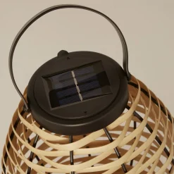 Solcellelamper ^ Searchlight Solar-LED-terrasselampe Netan, brun, rattan, 23 cm, IP44