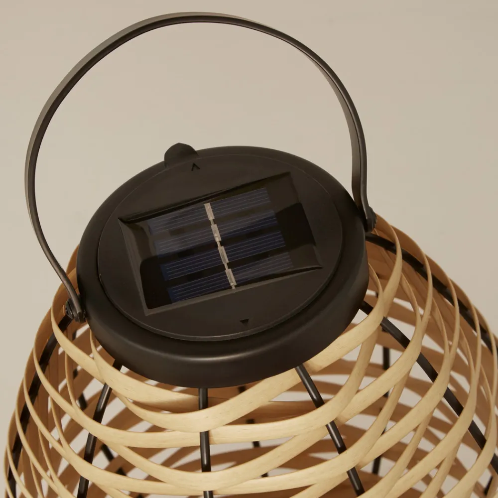Solcellelamper ^ Searchlight Solar-LED-terrasselampe Netan, brun, rattan, 23 cm, IP44