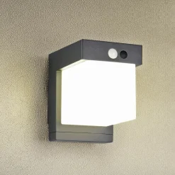 Væglampe Med Sensor ^ Reality Leuchten Solar-væglampe Colombo, sort mat, højde 14 cm, sensor